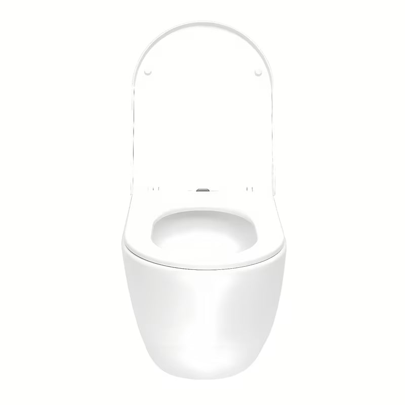 Bijeli viseća WC školjka SAT Fusion s vrtložnim ispiranjem i sjedalom soft Close.
