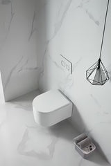 Bijeli viseća WC školjka SAT s Rimless ispiranjem bez ruba i sjedalom soft Close.