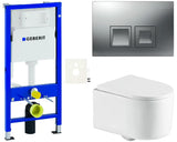 Viseći WC set SAT s modulom Geberit Duofix, tipkom za ispiranje Delta i WC školjke sjedalom od duroplasta.