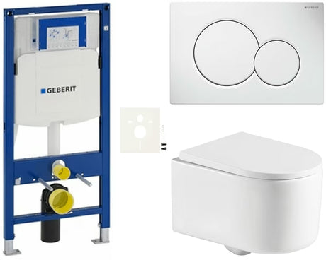 Viseći WC set SAT s modulom Geberit Duofix, vodokotlićem, bijelom tipkom Sigma i sjedalom soft Close