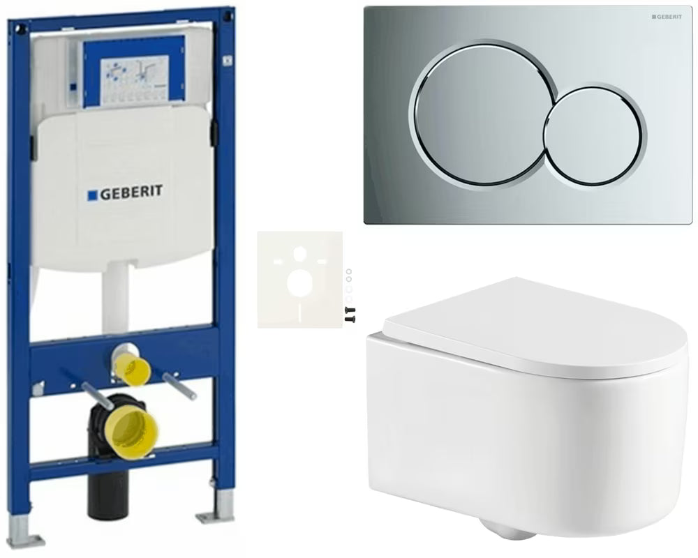 Viseći WC set SAT s modulom Duofix, vodokotlićem Geberit i tipkom za ispiranje Sigma u sjajnom kromu