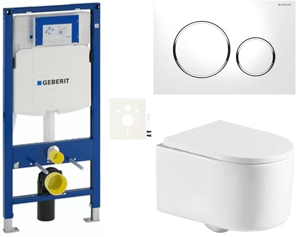 Viseći WC set SAT Tornado s vrtložnim ispiranjem i modulom Geberit Duofix s tipkom za ispiranje Sigma