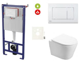 Viseći WC set SAT Infinitio s podžbuknim vodokotlićem, tipkom za ispiranje i sjedalom s soft Close