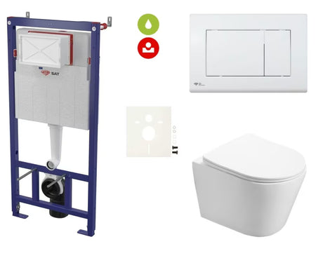 Viseći WC set SAT Infinitio s podžbuknim vodokotlićem, tipkom za ispiranje i sjedalom s soft Close