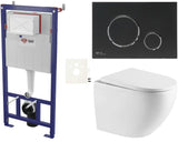 Viseći WC set SAT pro za predzidnu instalaciju s tipkom u mat crnoj boji i sjedalom sa soft Close.