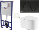 Viseći WC set SAT Tornado s vrtložnim ispiranjem, modulom, vodokotlićem, crnim mat tipkalom i sjedalom soft Close.