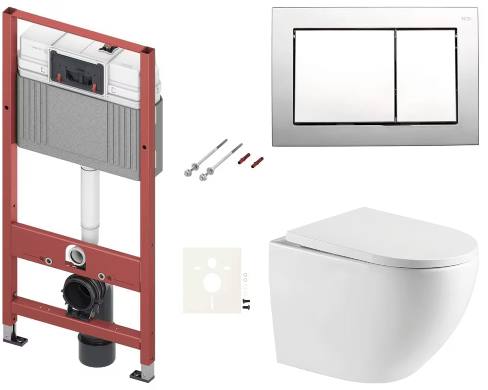 Viseći WC set SAT s vodokotlićem TECEbase, tipkom TECE nowa i duroplast sjedalom soft Close