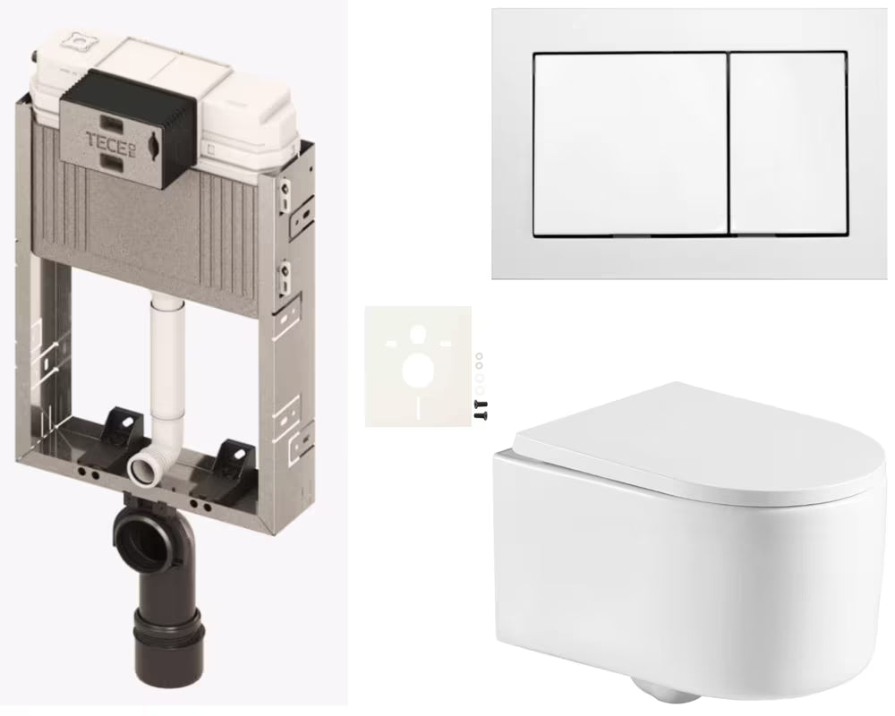 Viseći WC set SAT s ugradbenim modulom, vodokotlićem TECE i duroplast sjedalom sa soft Close