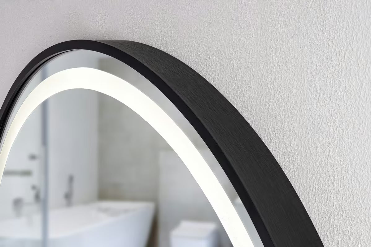 Okruglo kupaonsko ogledalo SAT s LED osvjetljenjem i senzorom, promjer 70 cm, crna izvedba.