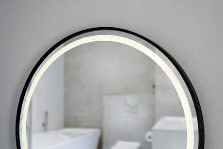 Okruglo kupaonsko ogledalo SAT s LED osvjetljenjem i senzorom, promjer 70 cm, crna izvedba.