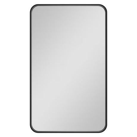 Pravokutno kupaonsko ogledalo SAT 60x80 cm s crnim aluminijskim okvirom, prikladno za okomitu i vodoravnu montažu.