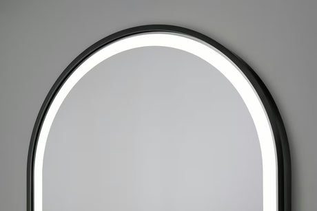 Ovalno kupaonsko ogledalo SAT 40x80 cm u crnom okviru s LED osvjetljenjem i sa senzorskim upravljanjem.