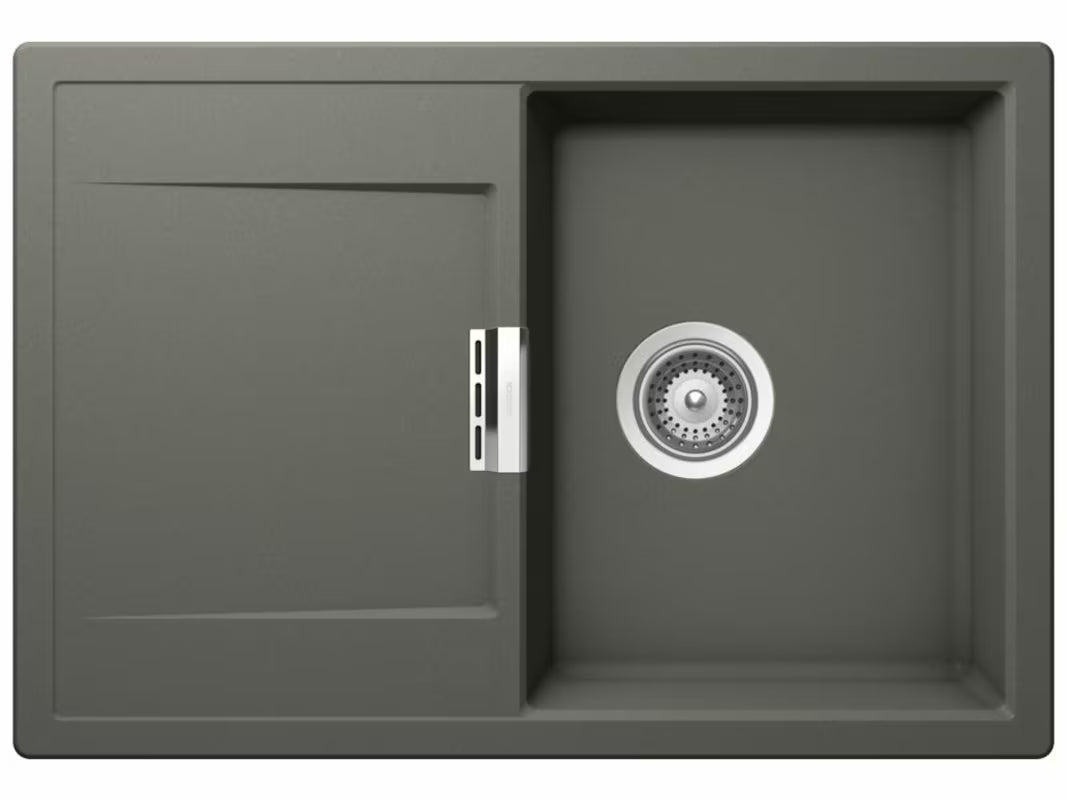 Granitni sudoper  Schock Mono D100S s ocjeđivačem u boji stone pro montaža na radnu ploču.