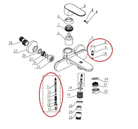 Preusmjerivač SIKO Lucida pro za prebacivanje toka vode između tuš glave i izljeva kade.
