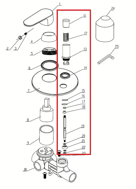 Zamjenski preusmjerivač pro miješalice  SIKO serije Lucida pro za prebacivanje između dva izlaza vode.