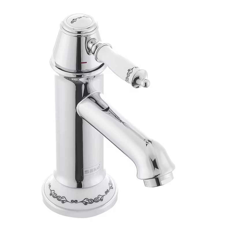 Kromirana miješalica za umivaonik SIKO Provence u retro dizajnu s ukrasnim detaljima