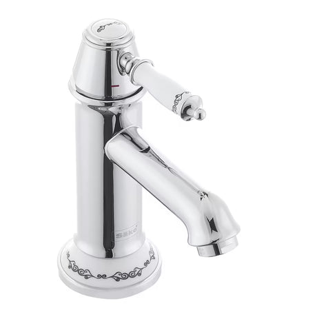 Kromirana miješalica za umivaonik SIKO Provence u retro dizajnu s ukrasnim detaljima