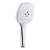 Bijeli ručni tuš SIKO s kromiranim detaljima, promjera 12 cm, s 3 mlaza i tipkom pro za prebacivanje.