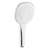 Bijela ručna tuš slušalica SIKO s kromiranim detaljem, tipkom pro za prebacivanje i silikonskim mlaznicama.