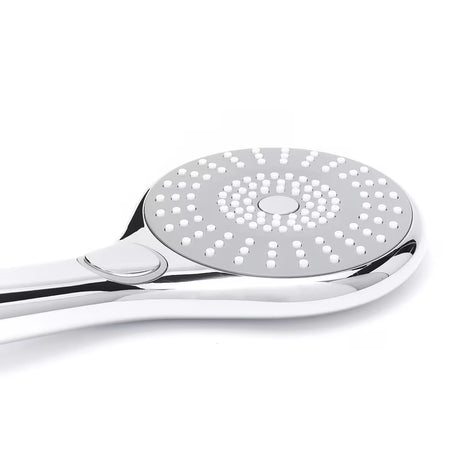 Kromirana ručna tuš slušalica SIKO promjera 115 mm s prebacivanjem između 3 mlaza tipkom.