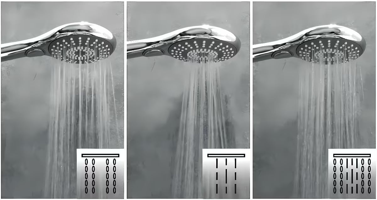 Kromirana ručna tuš slušalica SIKO promjera 115 mm s prebacivanjem između 3 mlaza tipkom.