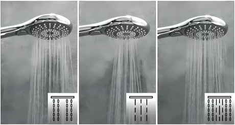 Kromirana ručna tuš slušalica SIKO promjera 115 mm s prebacivanjem između 3 mlaza tipkom.