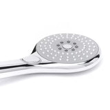 Kromirana ručna tuš-slušalica SIKO zaobljenog dizajna, promjera 115 mm, s prebacivanjem 3 mlaza tipkom.