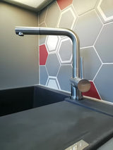 Inox miješalica za sudoper SIKO Steel s mat površinom i izvlačnim tušem