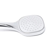 Kromirani set za kadu SIKO s ručnim tušem, mjedenim držačem i metalnim crijevom 150 cm, zaobljenog dizajna.