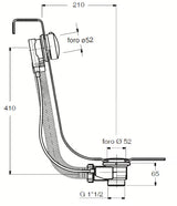 Kromirani odljevno preljevna garnitura za kadu Silfra s metalnim upravljačkim gumbom i čepom s pokrivnom kapicom