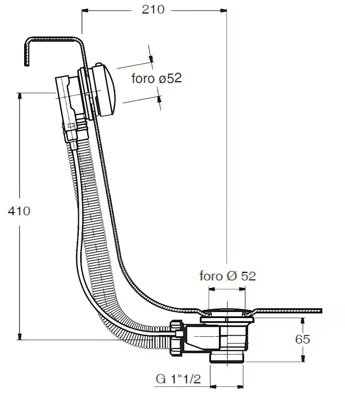 Kromirani odljevno preljevna garnitura za kadu Silfra s metalnim upravljačkim gumbom i čepom s pokrivnom kapicom