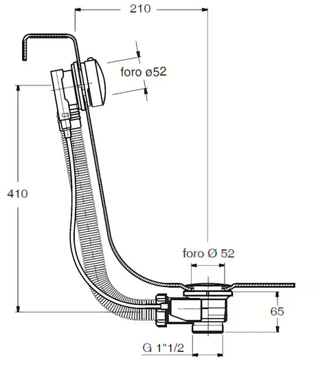 Kromirani odljevno preljevna garnitura za kadu Silfra s metalnim upravljačkim gumbom i čepom s pokrivnom kapicom
