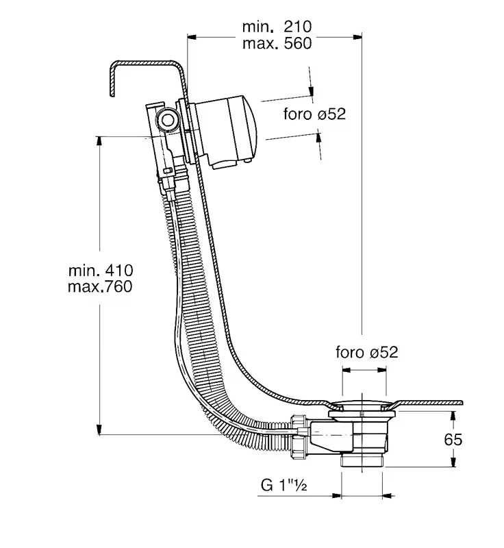 Silfra odljevno preljevna garnitura za kadu s preljevom za punjenje, u krom izvedbi, s upravljačkim kotačićem i čepom.