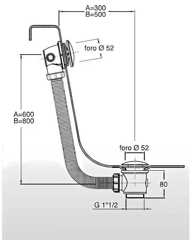 Odljevno preljevna Garnitura Za Kadu Silfra s preljevom i kromiranim čepom, upravljanje Up and Down ClickClack