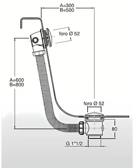 Odljevno preljevna Garnitura Za Kadu Silfra s preljevom i kromiranim čepom, upravljanje Up and Down ClickClack