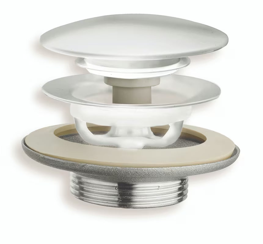 Bijeli click-clack čep pro sifon za kadu Silfra namijenjen pro za upotrebu s mjedenim sifonom AS048.