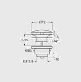 Bijela odvod za umivaonik bez preljeva sa stalnim protokom i okruglom keramičkom kapom