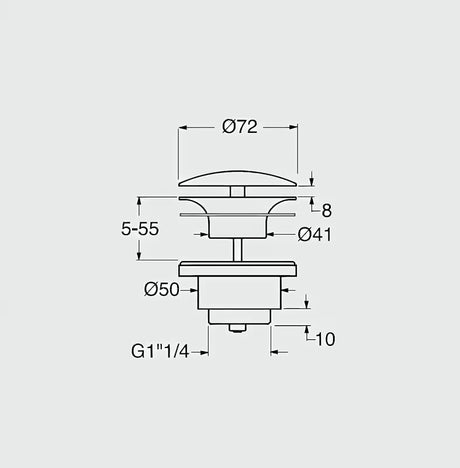 Bijela odvod za umivaonik bez preljeva sa stalnim protokom i okruglom keramičkom kapom