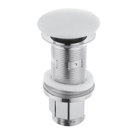 Bijela odvod za umivaonik s kapicom od istog materijala kao keramički umivaonik, zatvaranje pritiskom ClicClack.