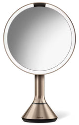 Kozmetičko ogledalo Simplehuman Dual Touch u boji rose gold s Tru-lux LED osvjetljenjem i upravljanjem jačine dodirom.