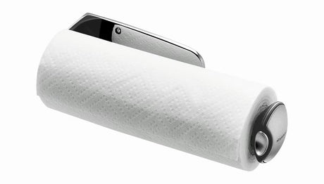 Zidni držač za kuhinjske krpe Simplehuman u izvedbi mat čelik.