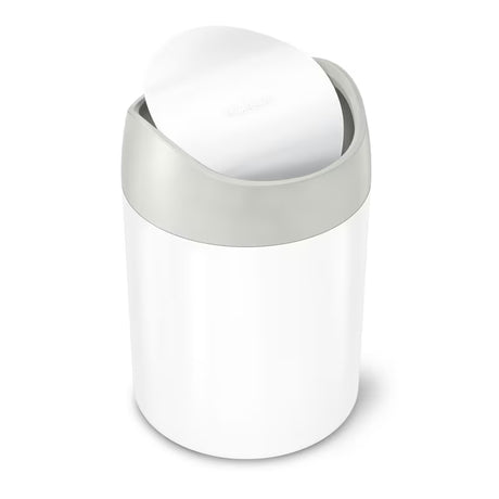 Stolni kanta za otpad Simplehuman Mini bin u izvedbi bijeli čelik s preklopnim poklopcem