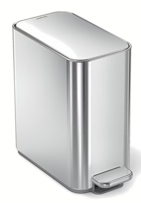 Uski pedalni kanta za otpad Simplehuman od nehrđajućeg čelika, zapremine 5 litara, prikladan za kupaonicu i za WC školjke.
