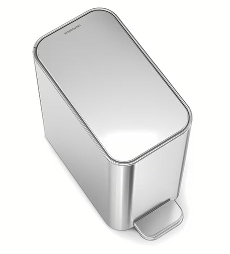 Uski pedalni kanta za otpad Simplehuman od nehrđajućeg čelika, zapremine 5 litara, prikladan za kupaonicu i za WC školjke.