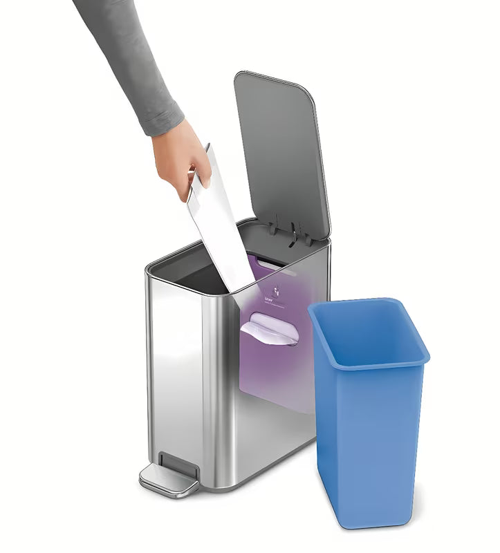 Uski pedalni kanta za otpad Simplehuman od nehrđajućeg čelika, zapremine 5 litara, prikladan za kupaonicu i za WC školjke.
