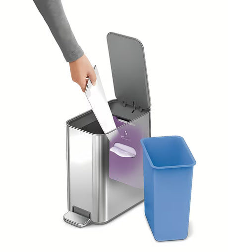 Uski pedalni kanta za otpad Simplehuman od nehrđajućeg čelika, zapremine 5 litara, prikladan za kupaonicu i za WC školjke.