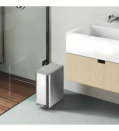 Uski pedalni kanta za otpad Simplehuman od nehrđajućeg čelika, zapremine 5 litara, prikladan za kupaonicu i za WC školjke.