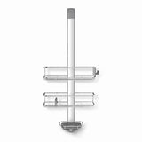 Tuš polica Simplehuman Shower caddy od nehrđajućih materijala s pomičnim policama i vakuumskim čašicama pro za stabilno pričvršćivanje.