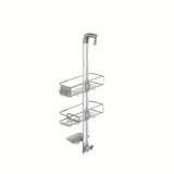 Tuš polica Simplehuman Shower caddy od nehrđajućih materijala s pomičnim policama i vakuumskim čašicama pro za stabilno pričvršćivanje.