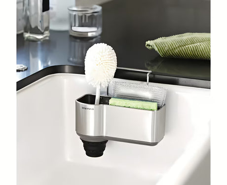 Držač za spužvicu Simplehuman Sink caddies od brušenog nehrđajućeg čelika s držačem i vakuumskim čašicama